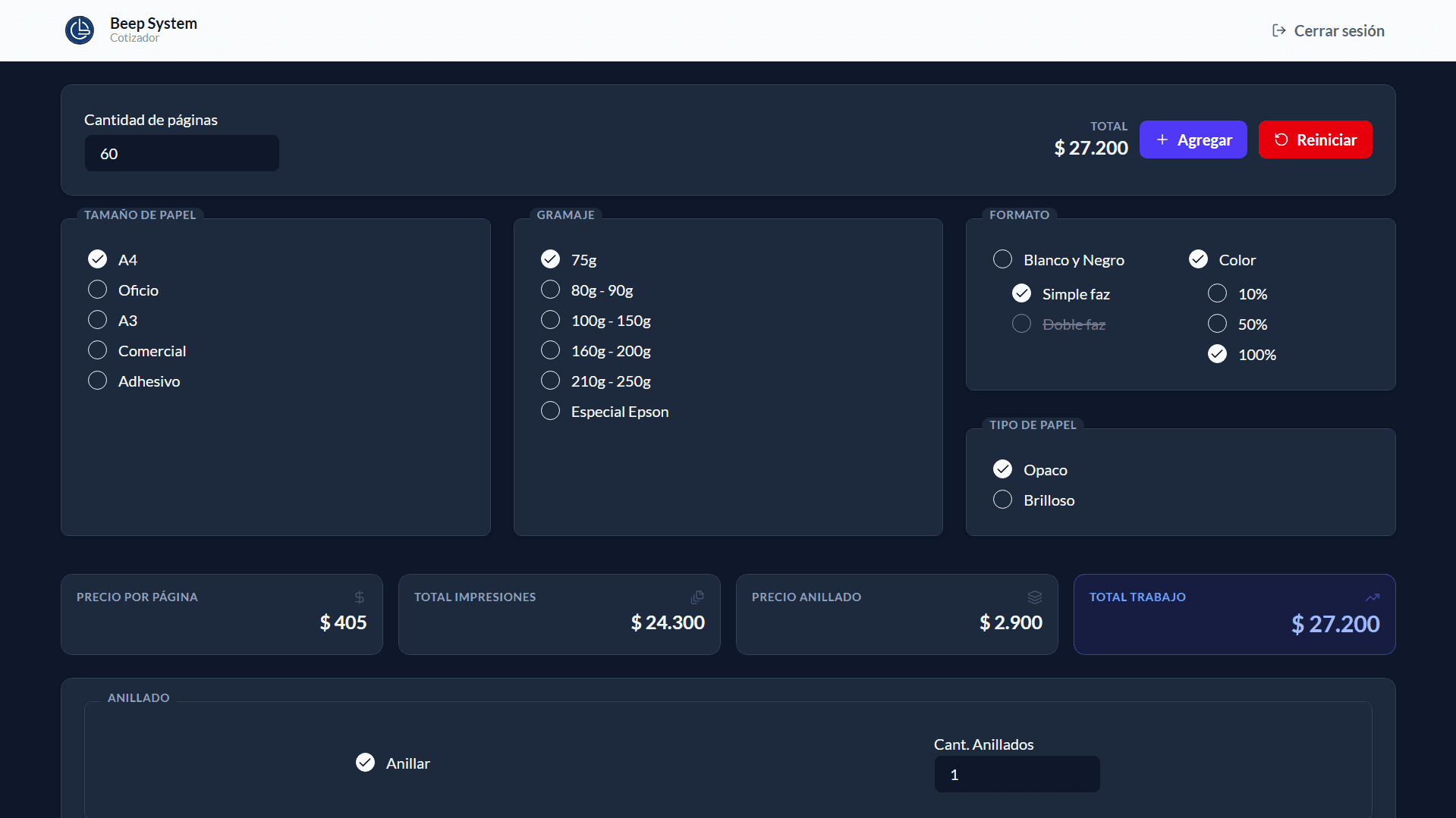 Print Quoter project screenshot